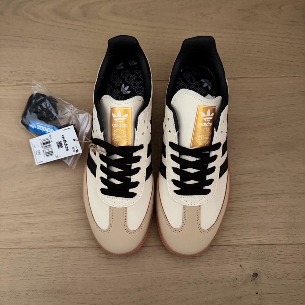 Adidas Sambas Beige and Black Sneakers